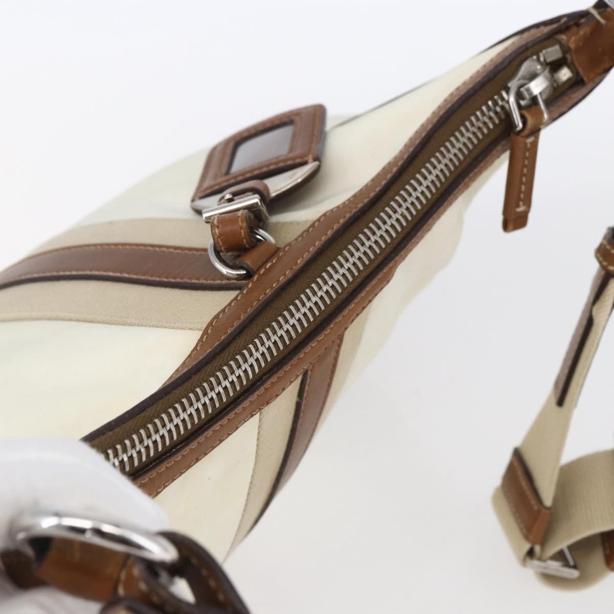 Prada Vintage Shoulder Bag Nylon And Leather Beige Nylon Shoulder Bag Bag