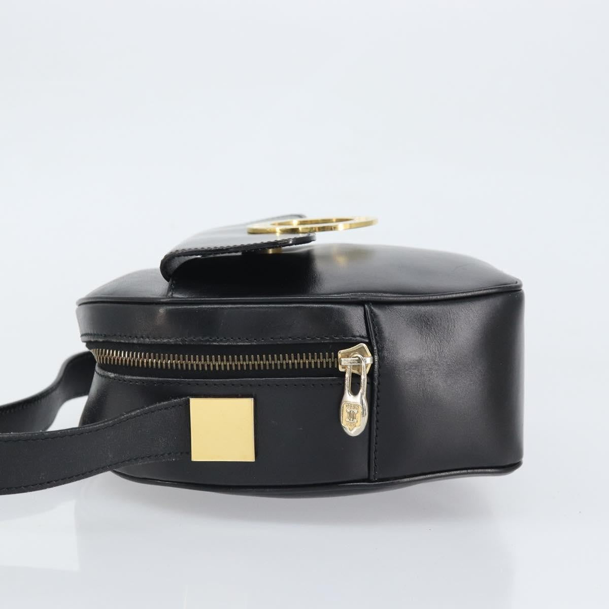 Celine Circle Logo Shoulder Bag Leather Black Leather Shoulder Bag Bag