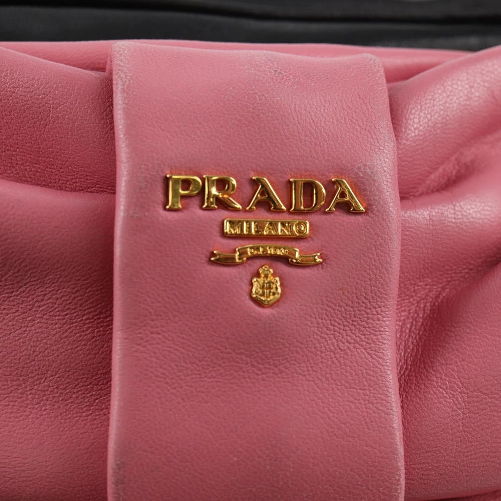 Prada Bow Camera Crossbody Bag Nappa Leather Black Leather Shoulder Bag Bag
