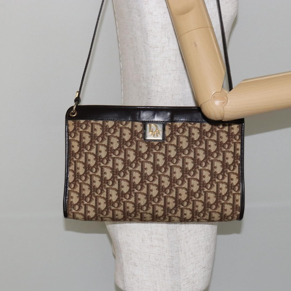 Christian Dior Vintage Trotter Shoulder Bag Canvas Brown Canvas Bag (Pre-Owned)