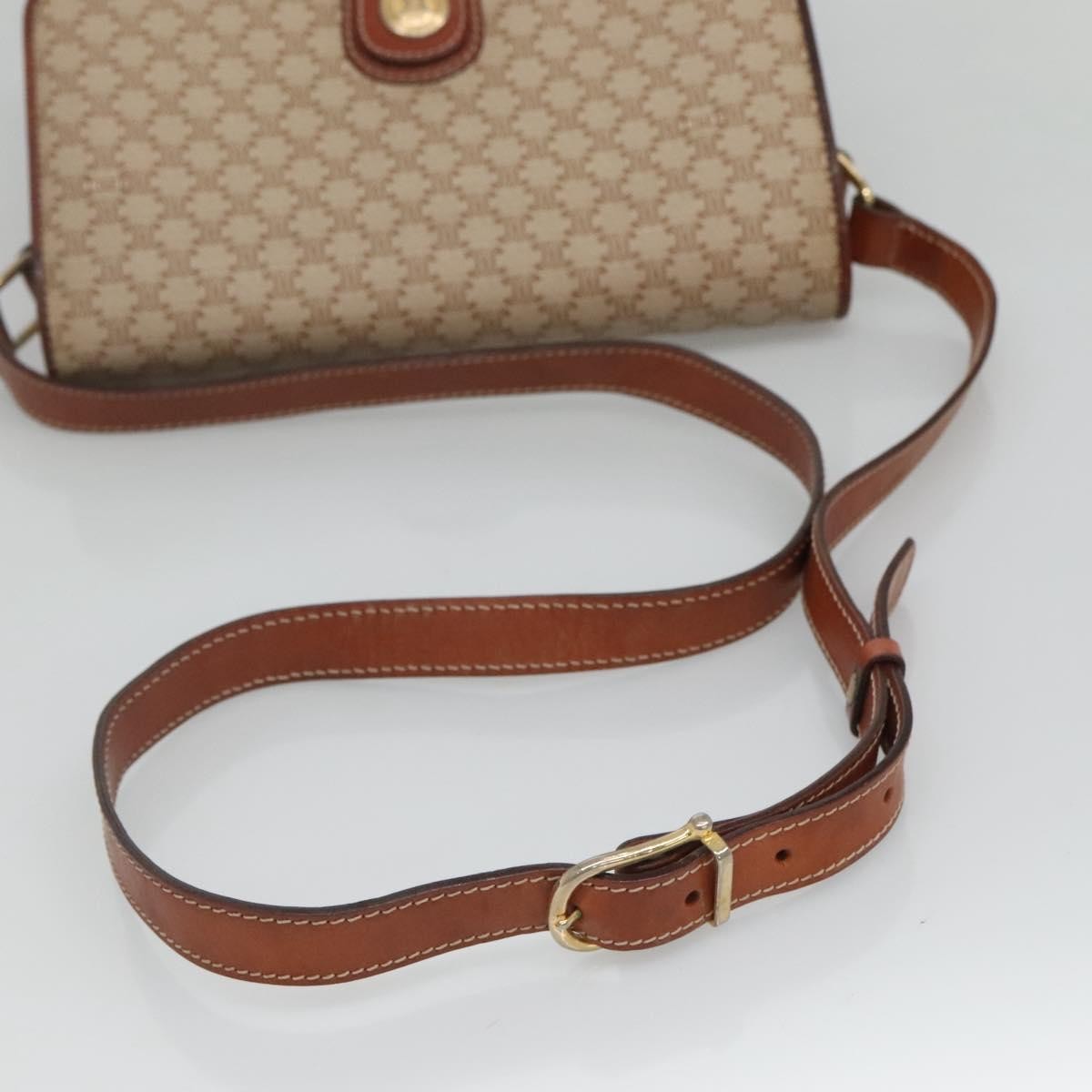 Celine Vintage Macadam Shoulder Bag Canvas And Leather Beige Canvas Shoulder Bag Bag