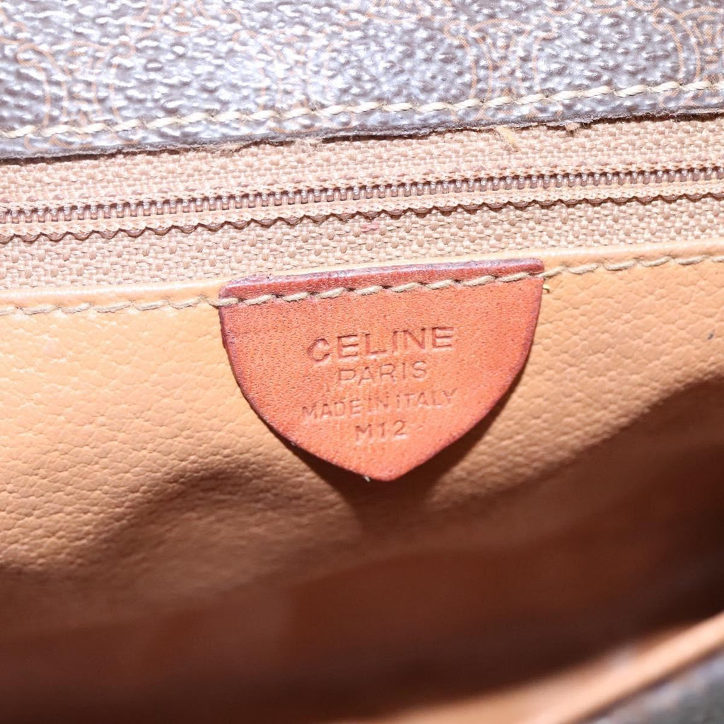 Celine Vintage Macadam Shoulder Bag Canvas Brown Canvas Shoulder Bag Bag