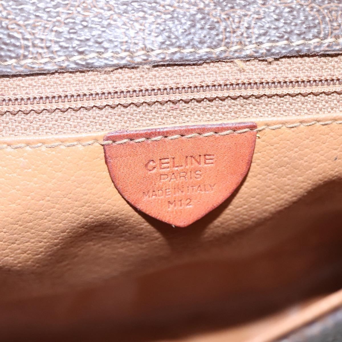 Celine Vintage Macadam Shoulder Bag Canvas Brown Canvas Shoulder Bag Bag