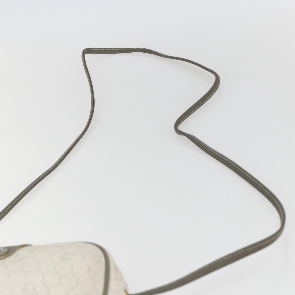 Christian Dior Vintage Honeycomb Shoulder Bag Canvas And Leather White Canvas Shoulder Bag Bag (Pre-Owned)