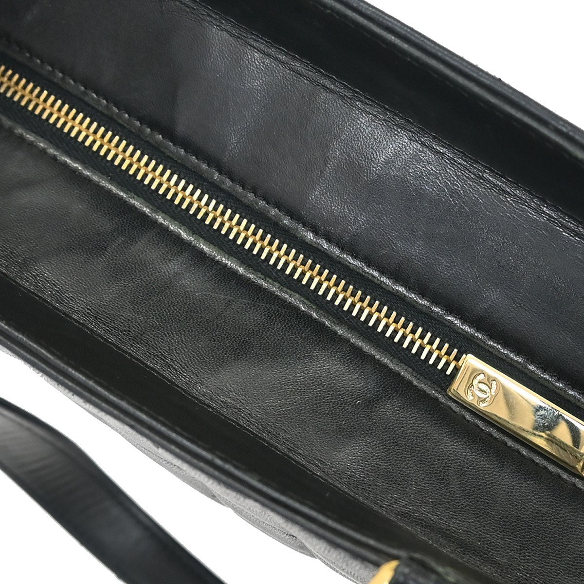 Chanel Chocolate Bar Cc Tote Quilted Leather Black Leather Tote Bag Bag