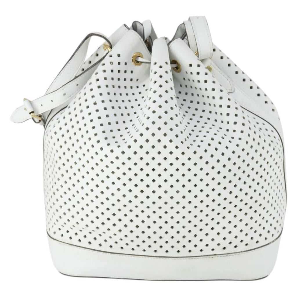 Louis Vuitton Flore Noe Handbag Perforated Leather White Leather Shoulder Bag