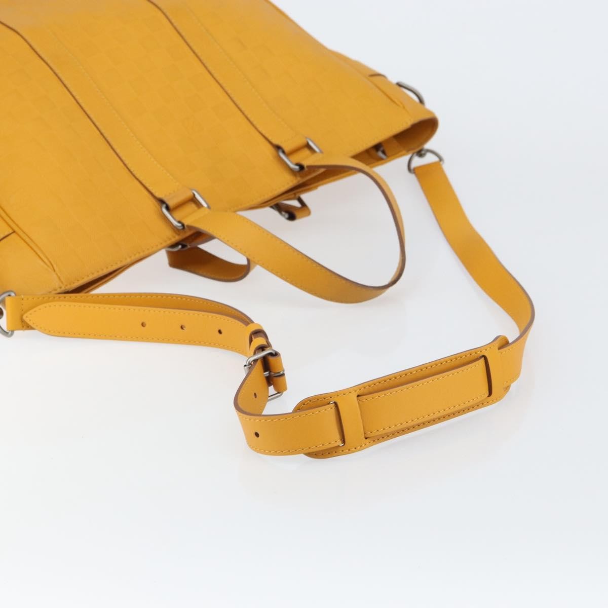 Louis Vuitton Tadao Handbag Damier Infini Leather Yellow Leather Handbag
