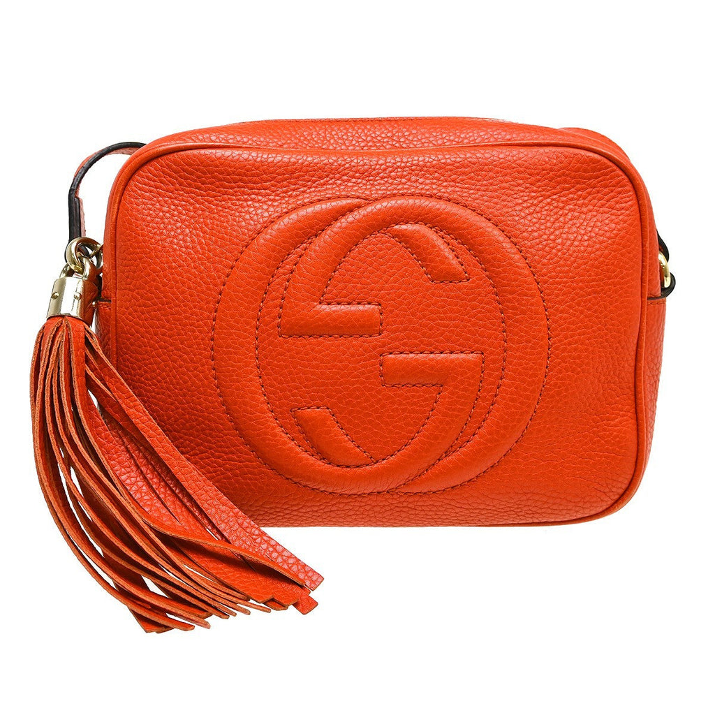 Gucci Soho Chain Crossbody Bag Leather Orange Leather Shoulder Bag Bag (Pre-Owned)