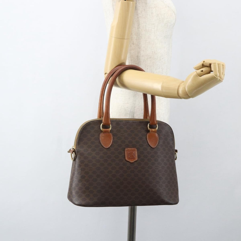 Celine Vintage Macadam Handbag Canvas And Leather Brown Canvas Handbag