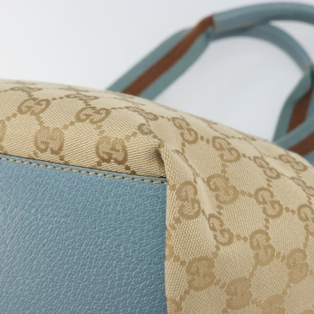 Gucci Web Zip Tote Gg Canvas Beige Canvas Tote Bag Bag (Pre-Owned)