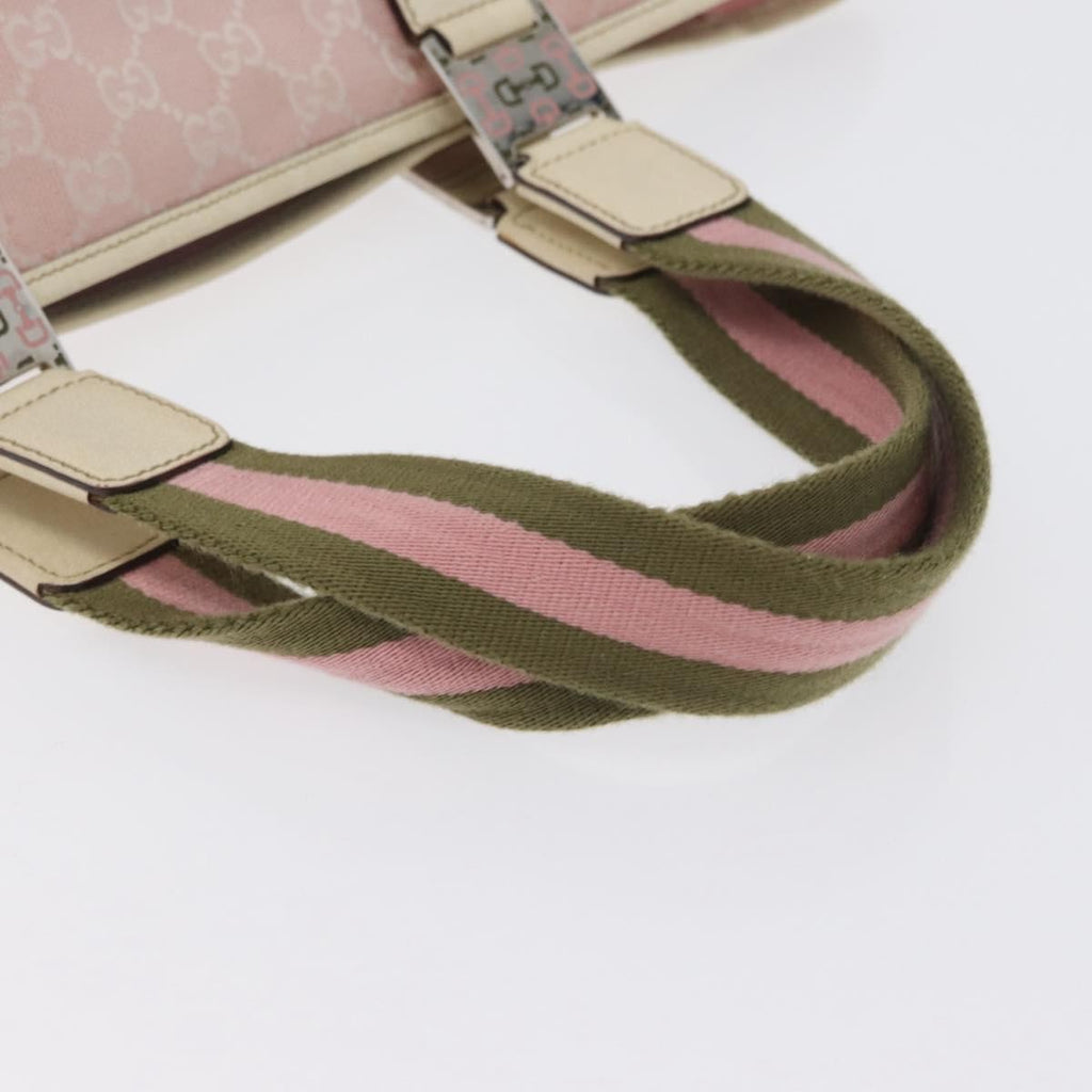 Gucci Web Handle Buckle Tote Gg Canvas Pink Canvas Tote Bag Bag (Pre-Owned)