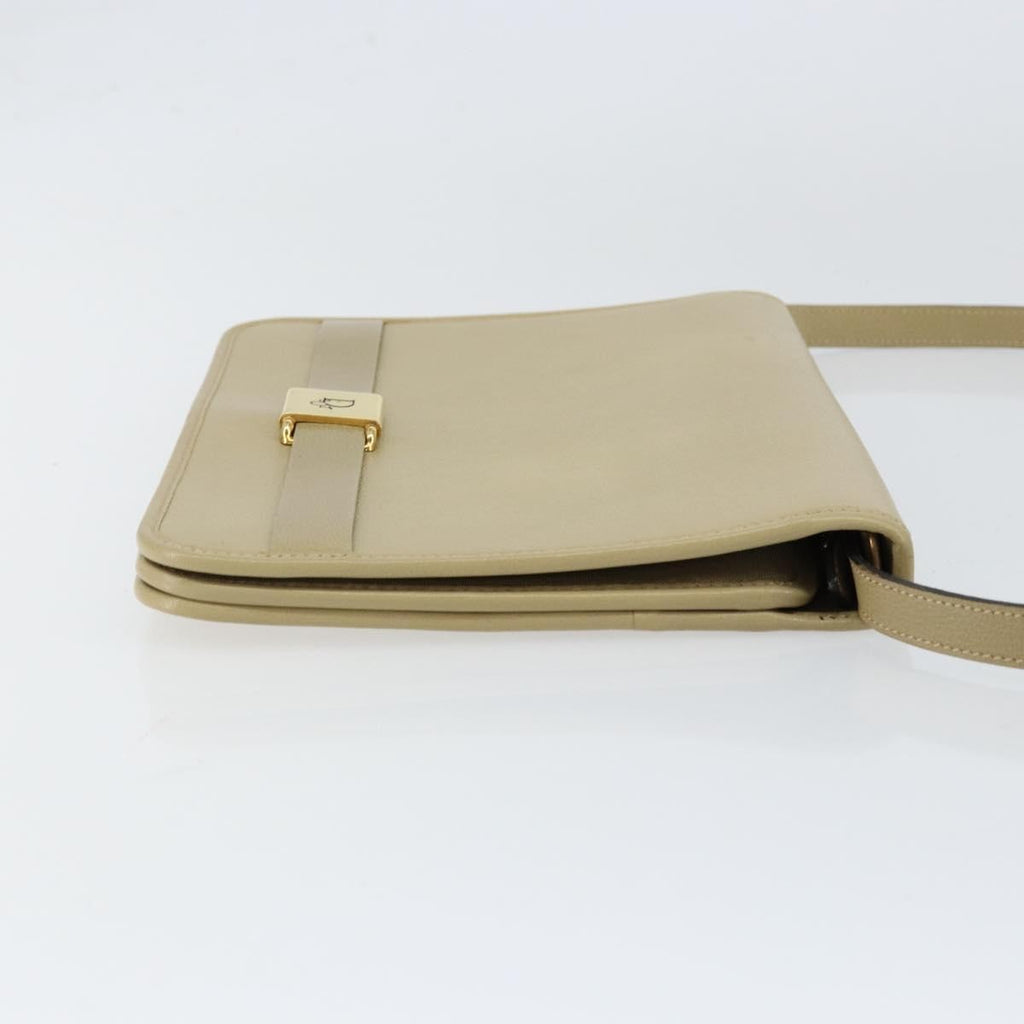 Christian Dior Vintage Shoulder Bag Leather Beige Leather Shoulder Bag Bag (Pre-Owned)