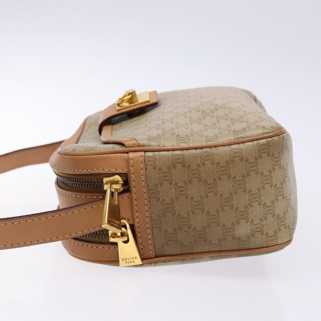 Celine Vintage Macadam Shoulder Bag Canvas And Leather Beige Canvas Bag