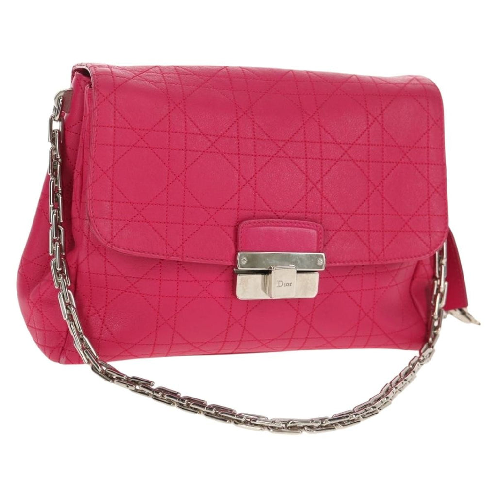Christian Dior Long Chain Miss Dior Bag Cannage Quilt Lambskin Pink Leather Shoulder Bag Bag (Pre-Owned)