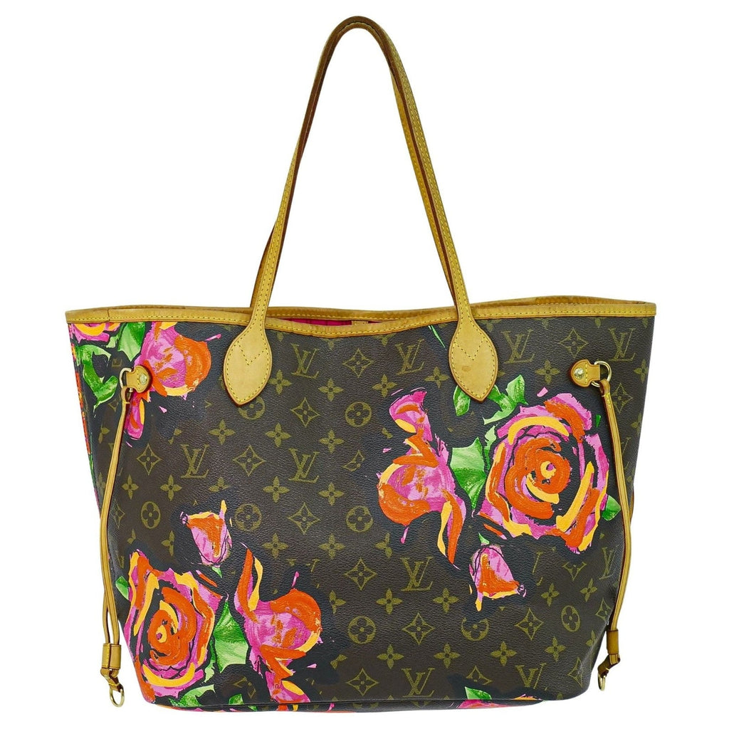 Louis Vuitton Neverfull Tote Limited Edition Monogram Roses Brown Canvas Tote Bag