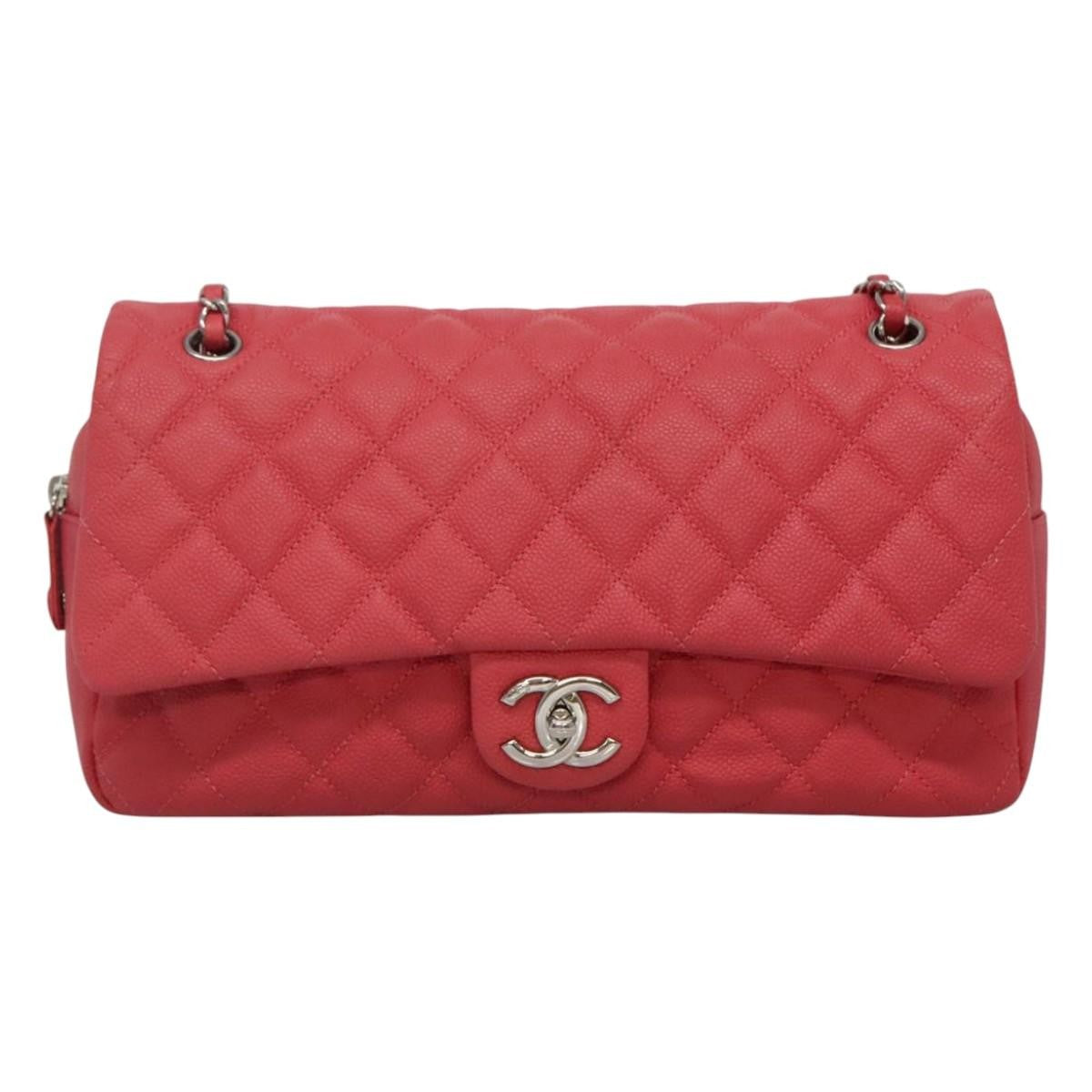 Chanel Flap Shoulder Bag Quilted Lambskin Pink Calfskin Shoulder Bag Bag