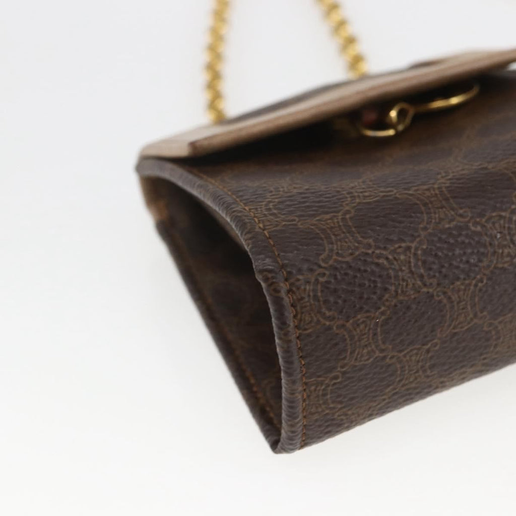 Celine Vintage Macadam Shoulder Bag Canvas And Leather Brown Canvas Shoulder Bag Bag
