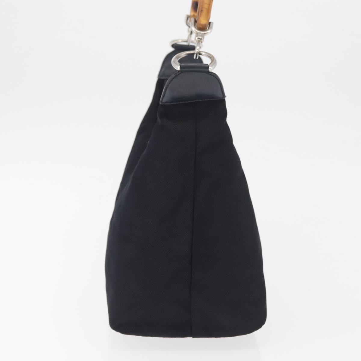 Gucci Vintage Bamboo Hobo Nylon Navy Nylon Shoulder Bag Bag (Pre-Owned)