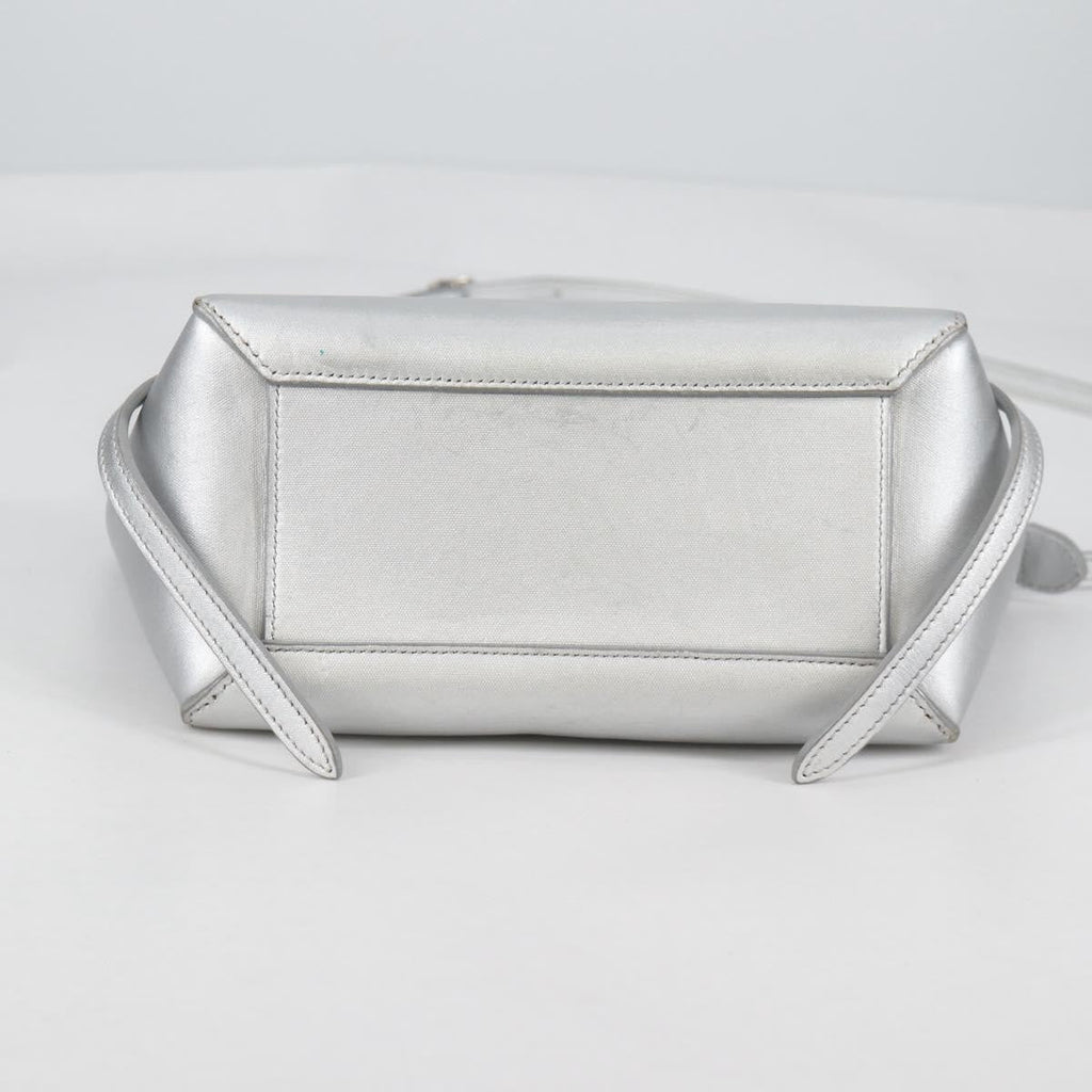 Celine Belt Bag Textured Leather Silver Leather Handbag