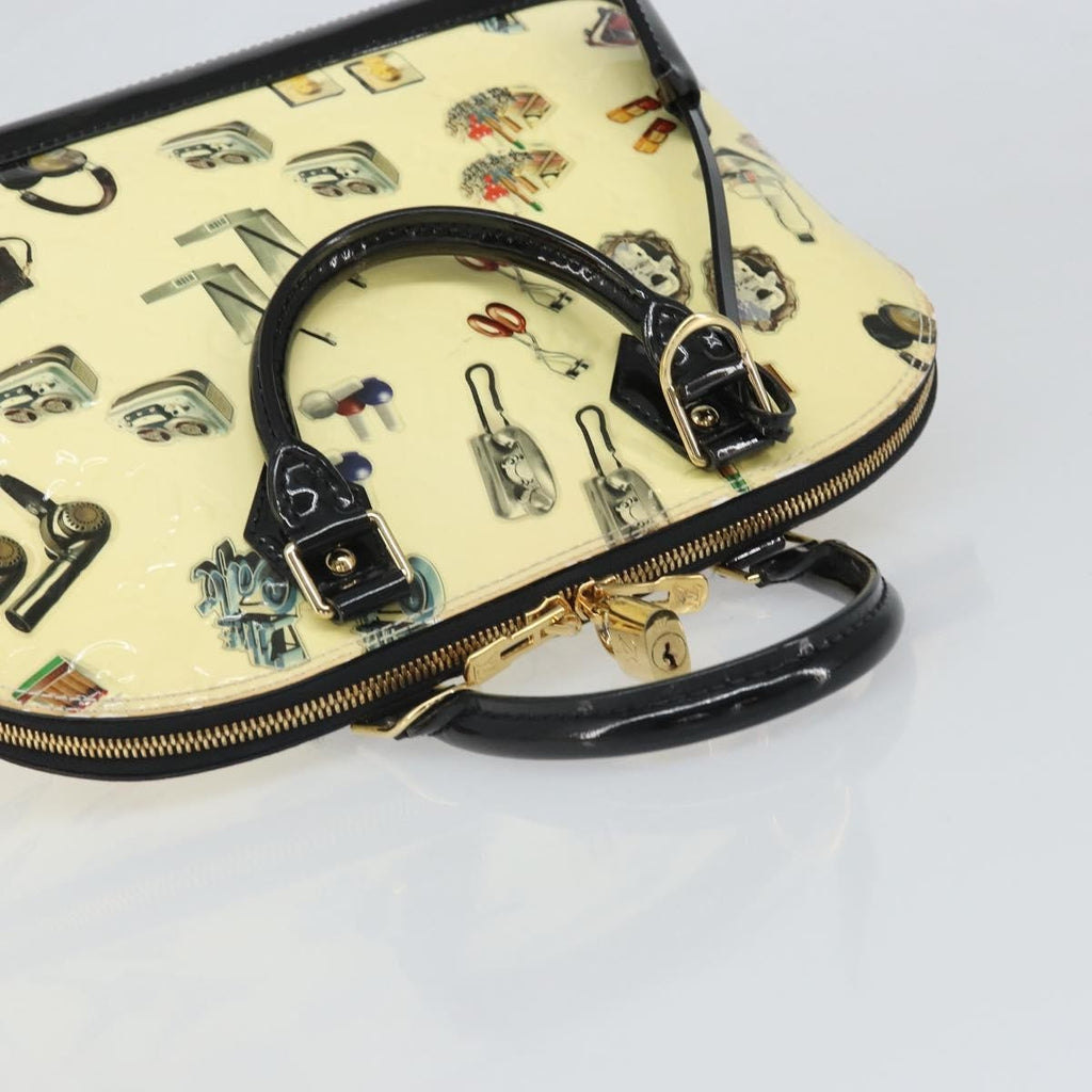 Louis Vuitton Alma Handbag Limited Edition Stickers Monogram Vernis White Patent_Leather Handbag