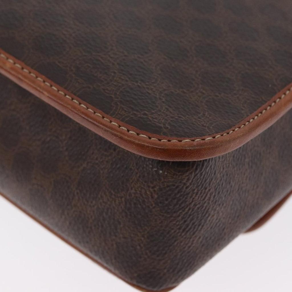 Celine Vintage Macadam Circle Logo Shoulder Bag Canvas And Leather Brown Canvas Shoulder Bag Bag