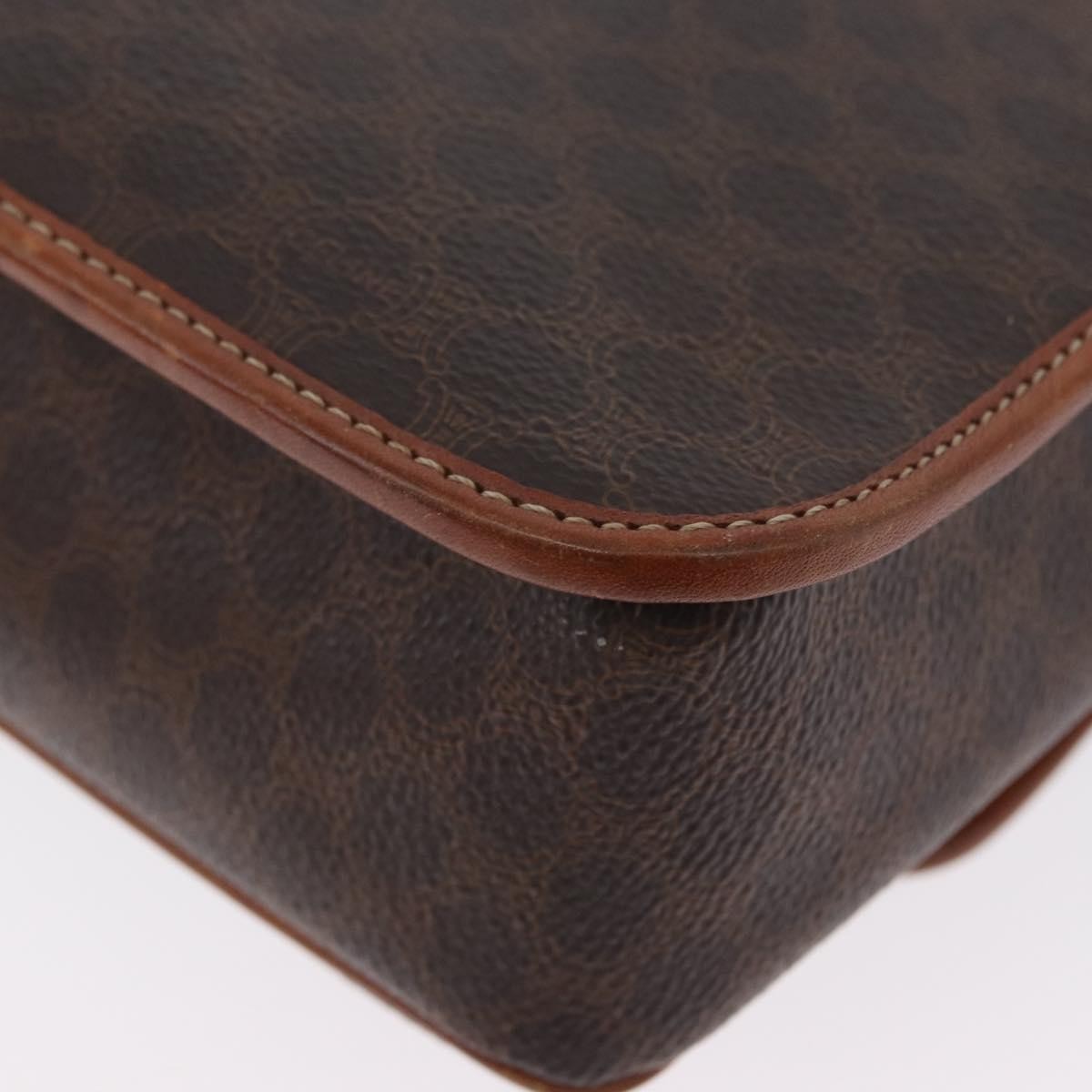 Celine Vintage Macadam Circle Logo Shoulder Bag Canvas And Leather Brown Canvas Shoulder Bag Bag