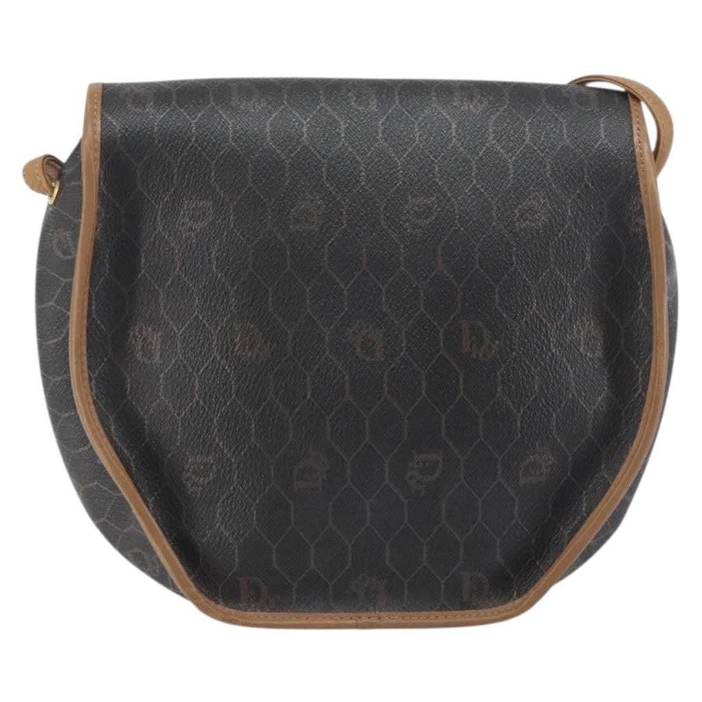 Christian Dior Vintage Honeycomb Flap Crossbody Bag Coated Canvas Black Canvas Shoulder Bag Bag (Pre-Owned)
