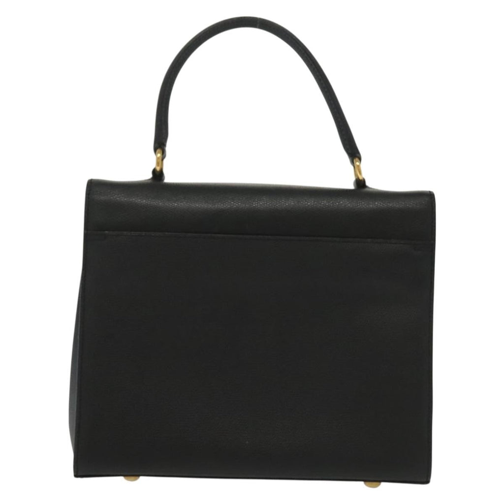 Celine Vintage Convertible Turnlock Top Handle Bag Leather Black Leather Bag