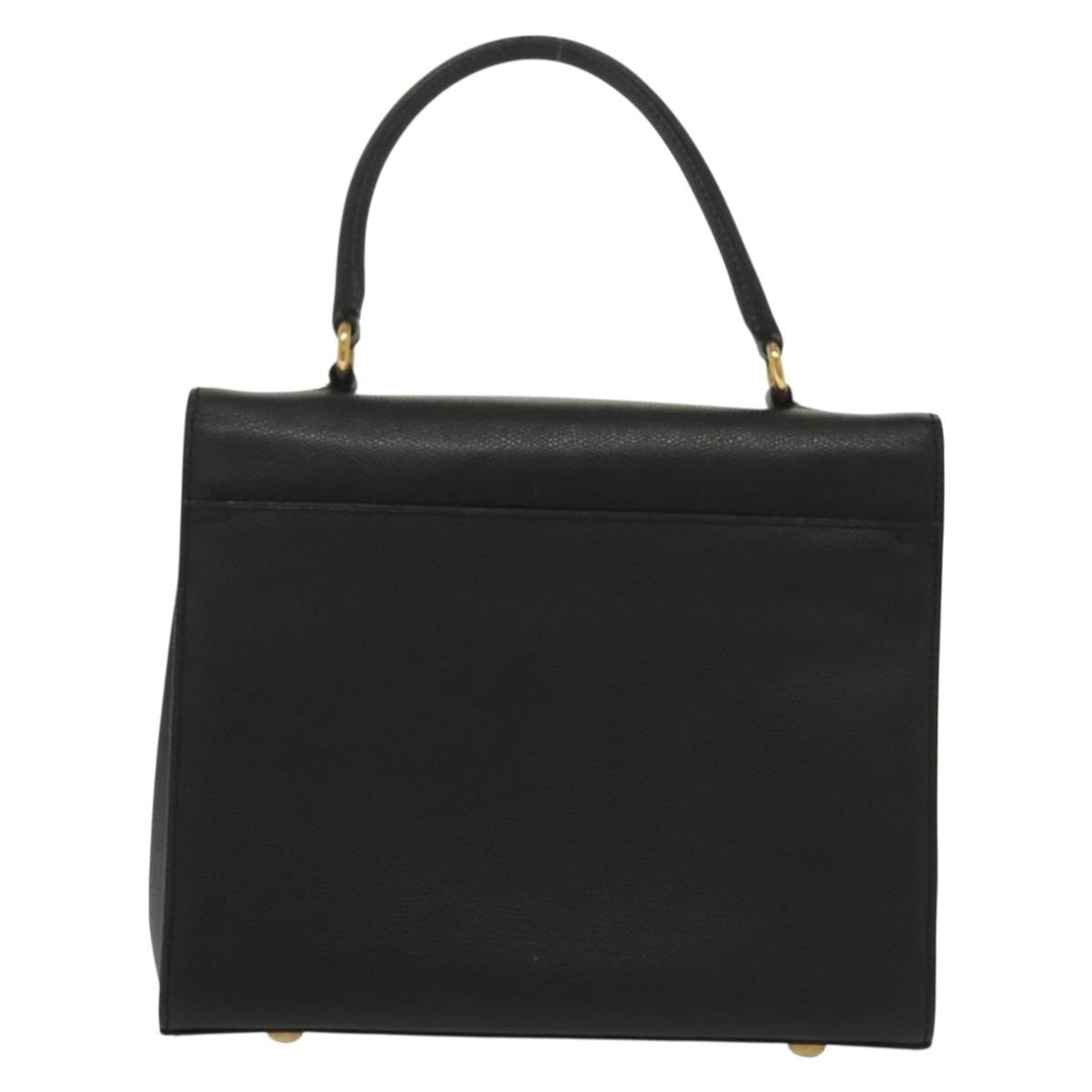 Celine Vintage Convertible Turnlock Top Handle Bag Leather Black Leather Bag