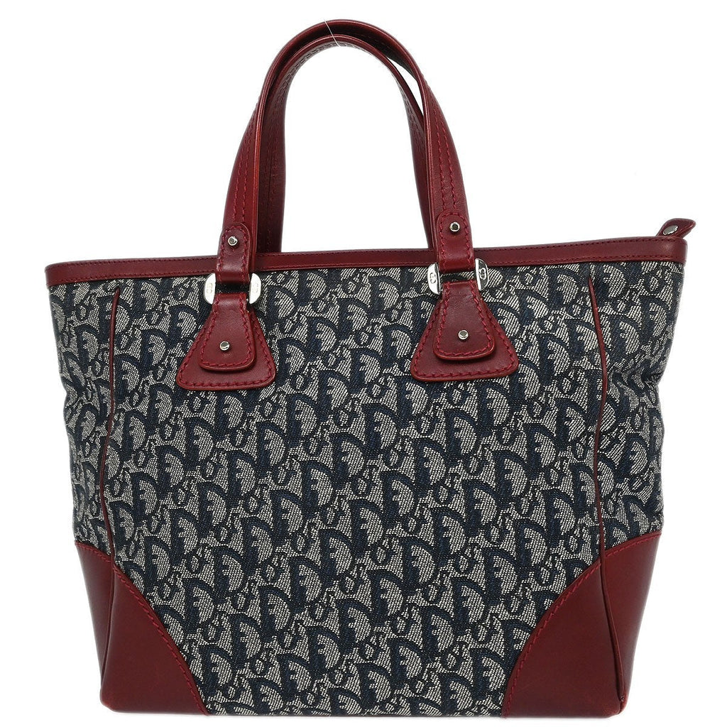 Christian Dior Vintage Trotter Zip Tote Diorissimo Canvas Navy Canvas Tote Bag Bag (Pre-Owned)