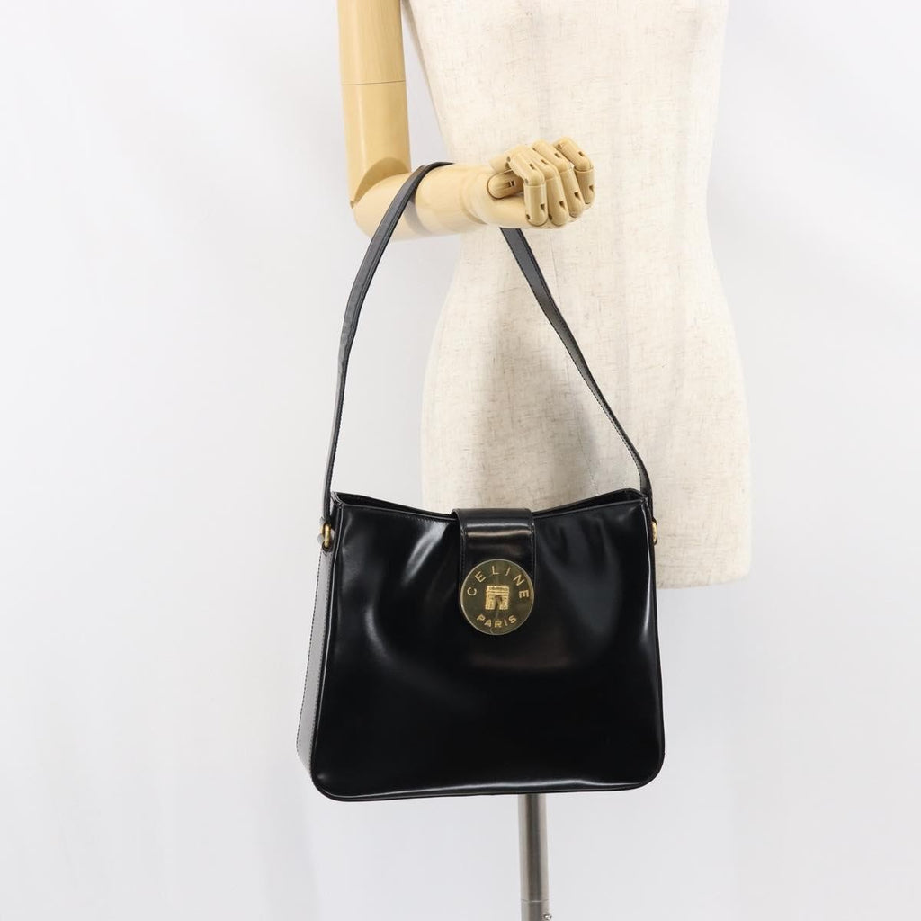 Celine Handbag Patent Leather Black Patent_Leather Shoulder Bag Bag