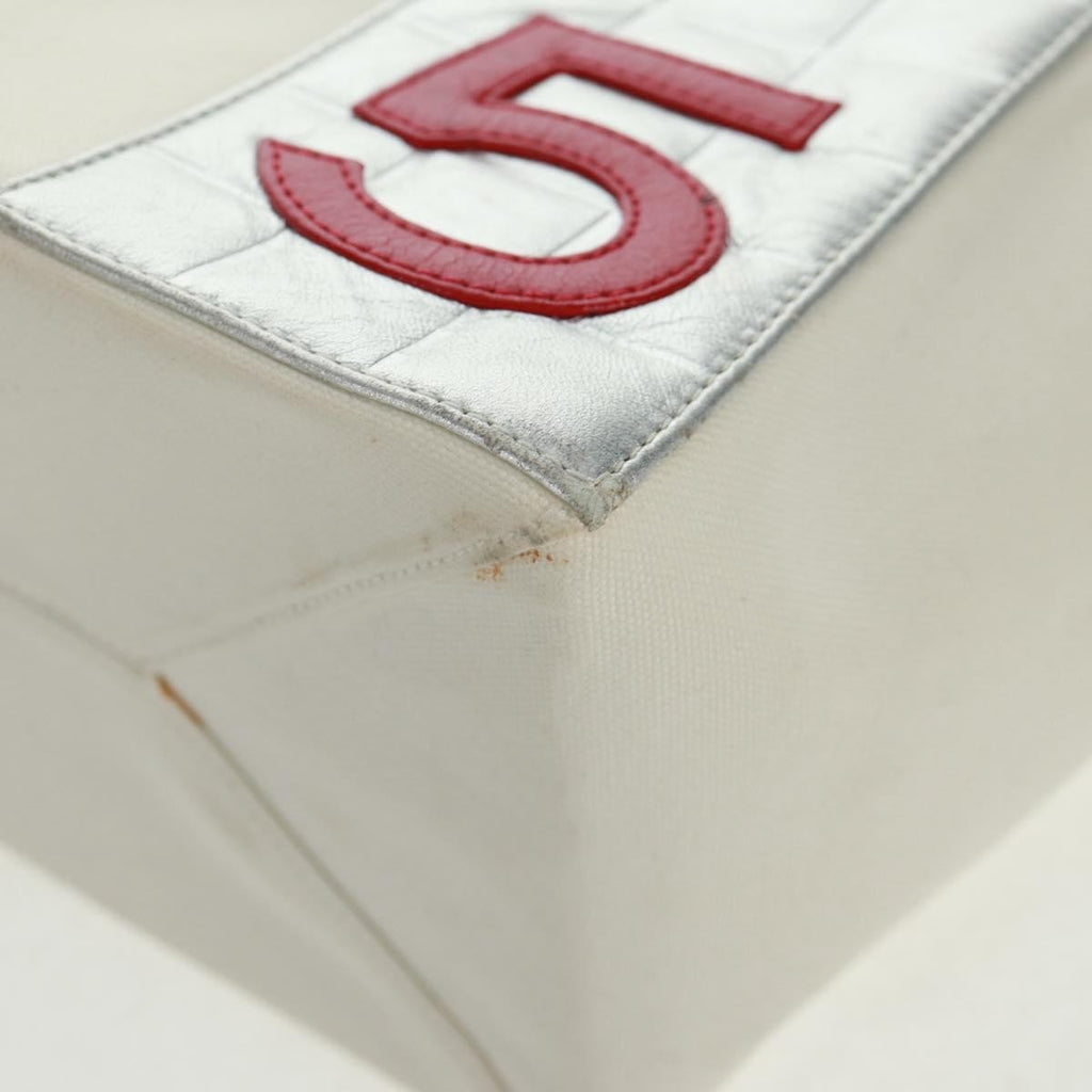 Chanel No.5 Tote Canvas And Leather White Canvas Tote Bag Bag