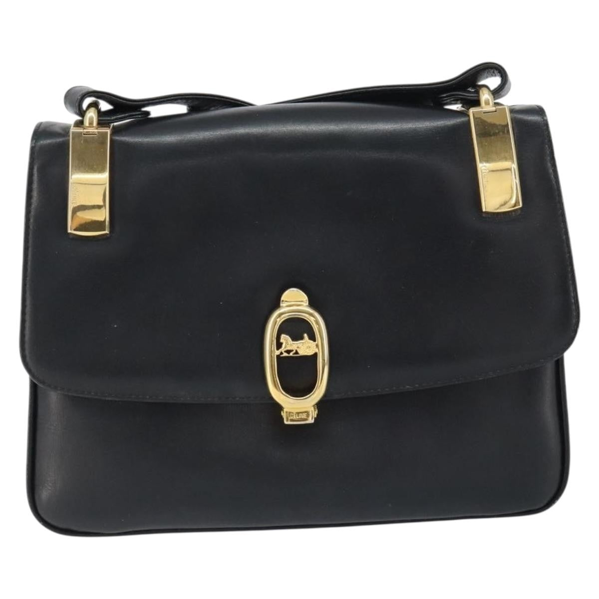 Celine Horse Carriage Shoulder Bag Leather Black Leather Shoulder Bag Bag