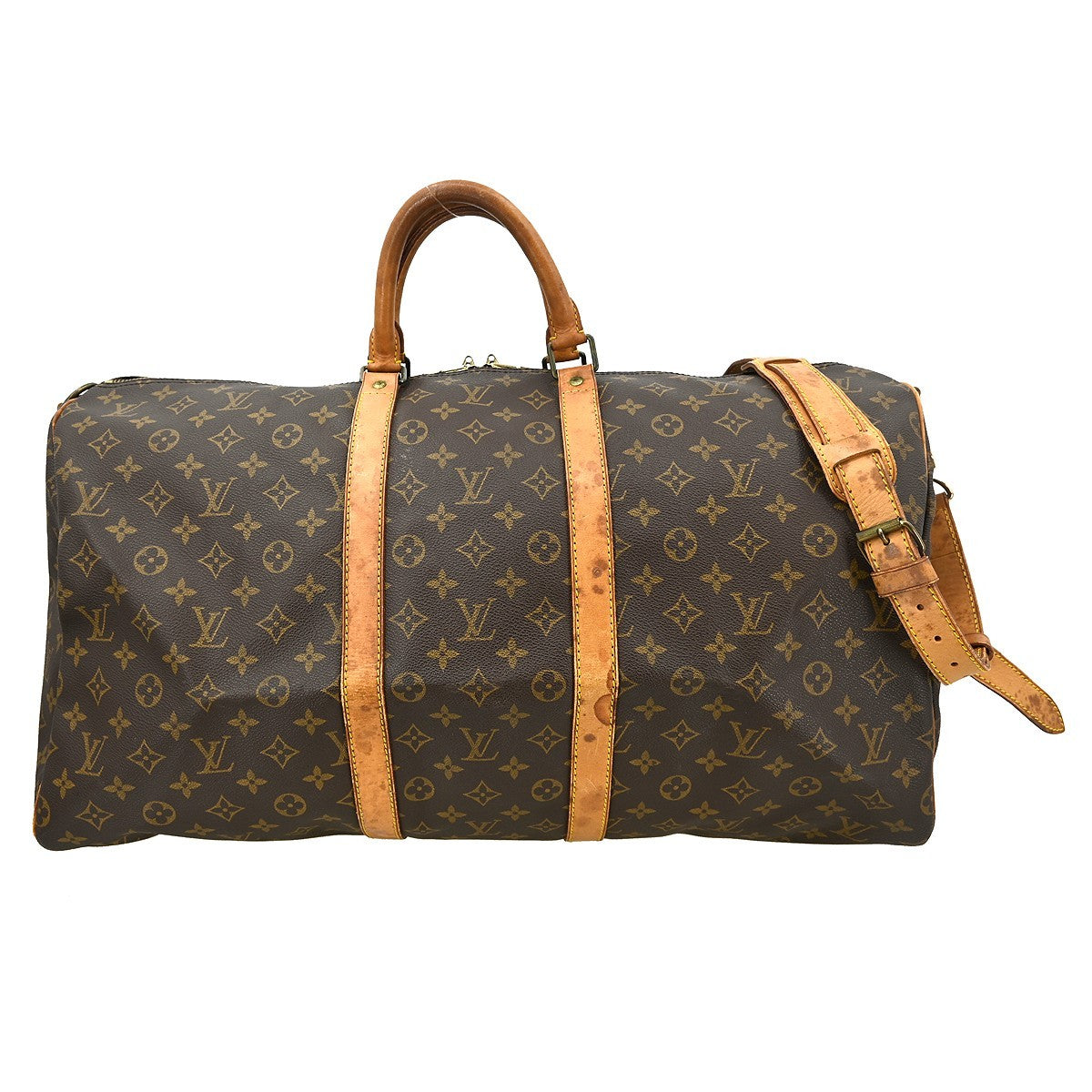 Louis Vuitton Keepall Bandouliere Bag Monogram Canvas Brown Canvas Travel Bag