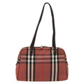 Burberry Nova Check Shoulder Bag Canvas Red Canvas Shoulder Bag