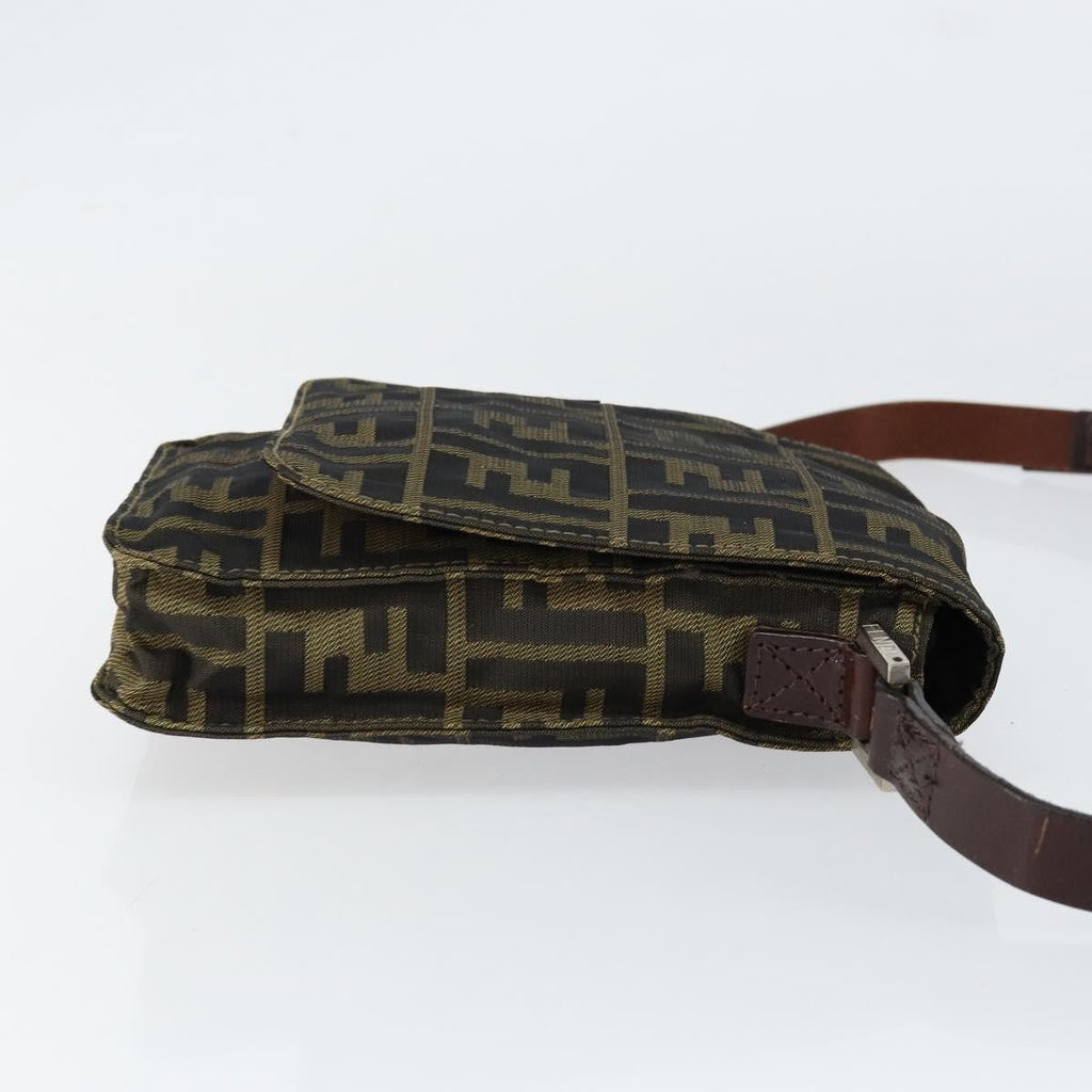 Fendi Flat Messenger Bag Zucca Canvas Brown Canvas Shoulder Bag Bag