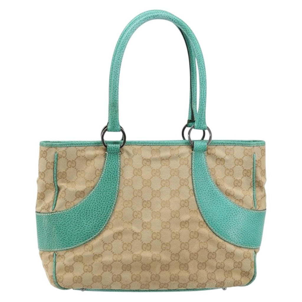 Gucci Vintage Ring Tote Gg Canvas With Leather Beige Canvas Tote Bag Bag (Pre-Owned)