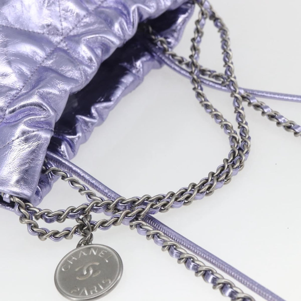 Chanel 22 Chain Hobo Quilted Calfskin Purple Leather Shoulder Bag Bag
