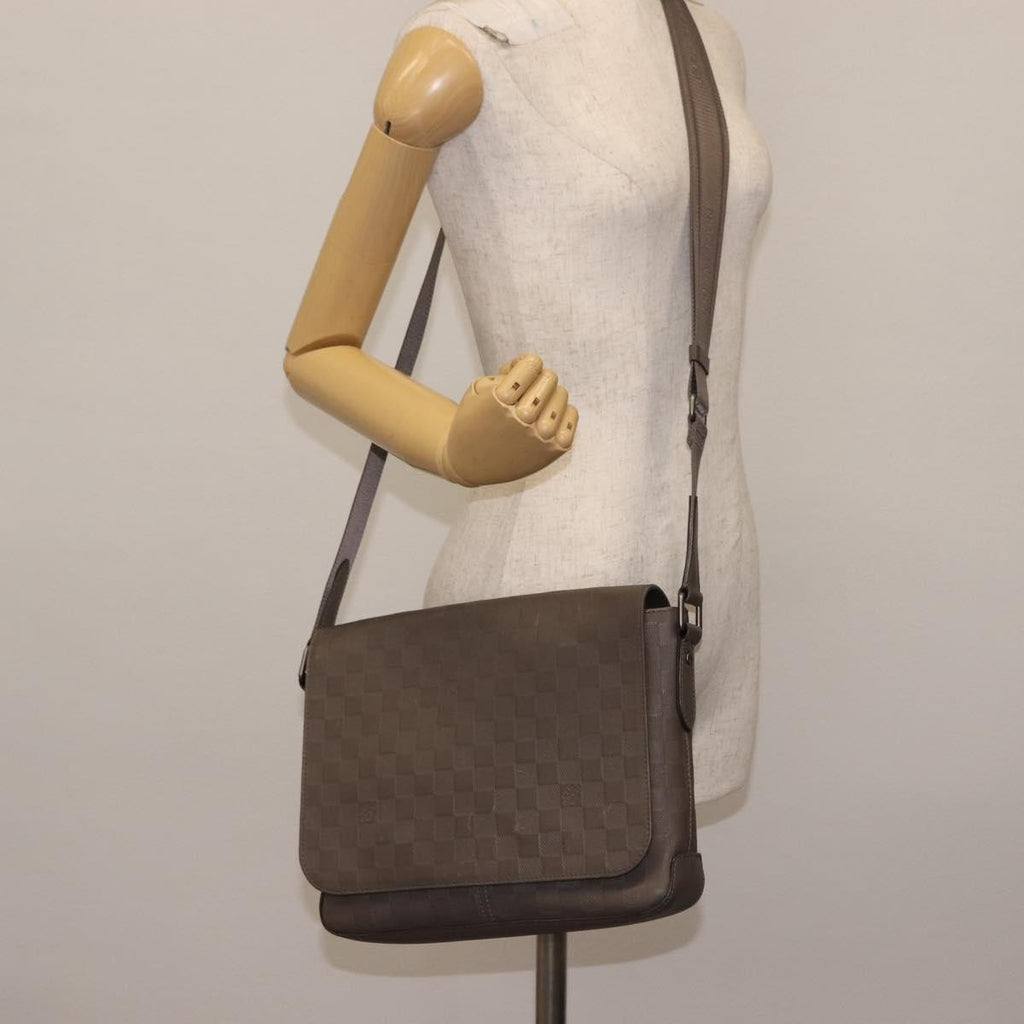 Louis Vuitton District Messenger Bag Damier Infini Leather Gray Leather Shoulder Bag
