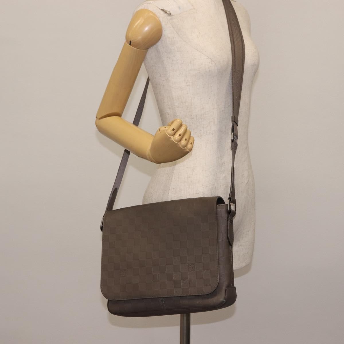 Louis Vuitton District Messenger Bag Damier Infini Leather Gray Leather Shoulder Bag