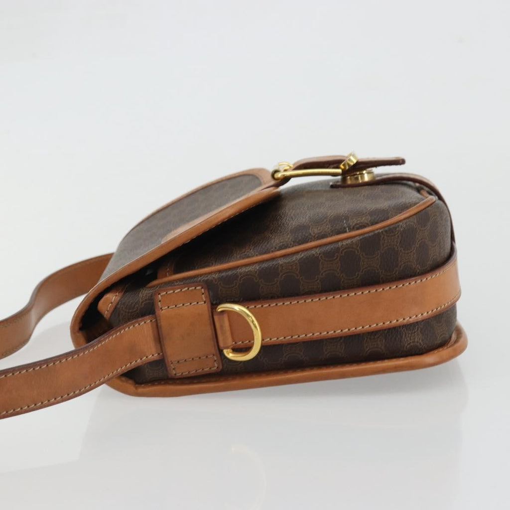 Celine Vintage Macadam Shoulder Bag Canvas And Leather Brown Canvas Shoulder Bag Bag