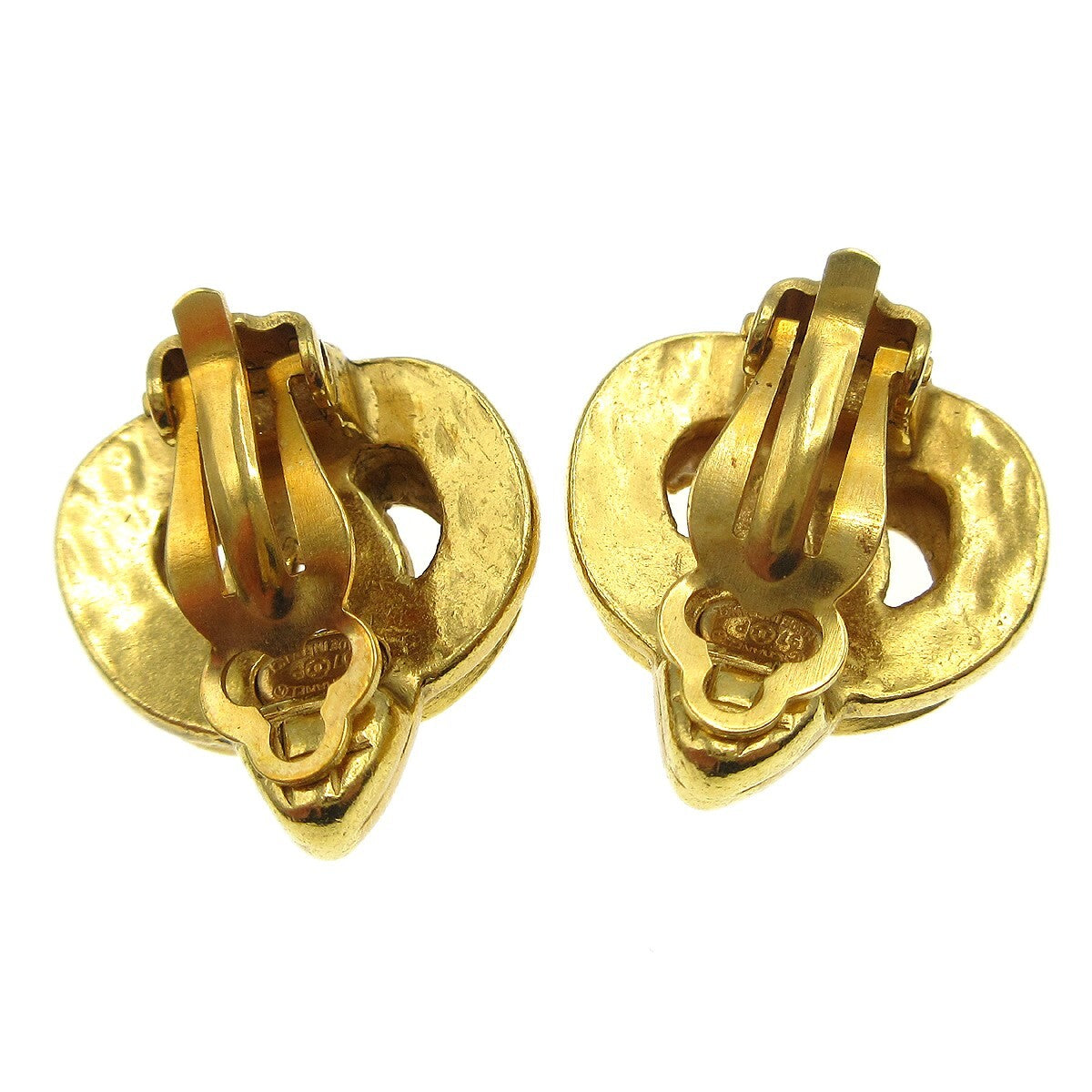Chanel Vintage Cc Heart Clip-On Earrings Metal Gold Gold_Plated Earrings Jewelry