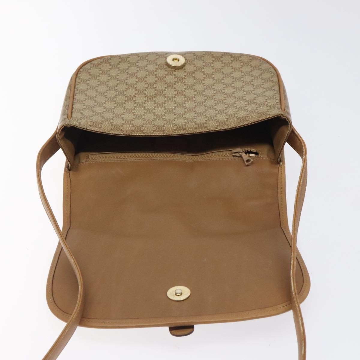Celine Vintage Macadam Shoulder Bag Canvas And Leather Beige Canvas Shoulder Bag Bag
