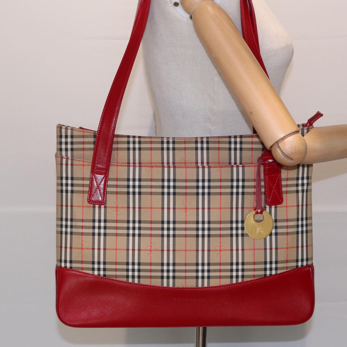 Burberry Nova Check Tote Canvas And Leather Beige Canvas Tote Bag