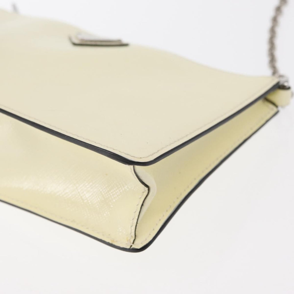 Prada Chain Crossbody Bag Vernice Saffiano Leather White Leather Shoulder Bag Bag