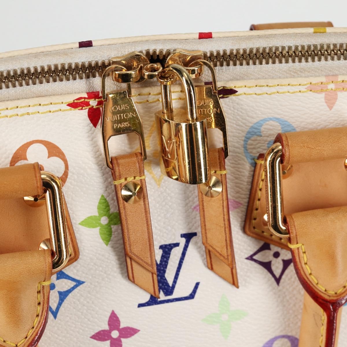 Louis Vuitton Alma Handbag Monogram Multicolor White Canvas Bag