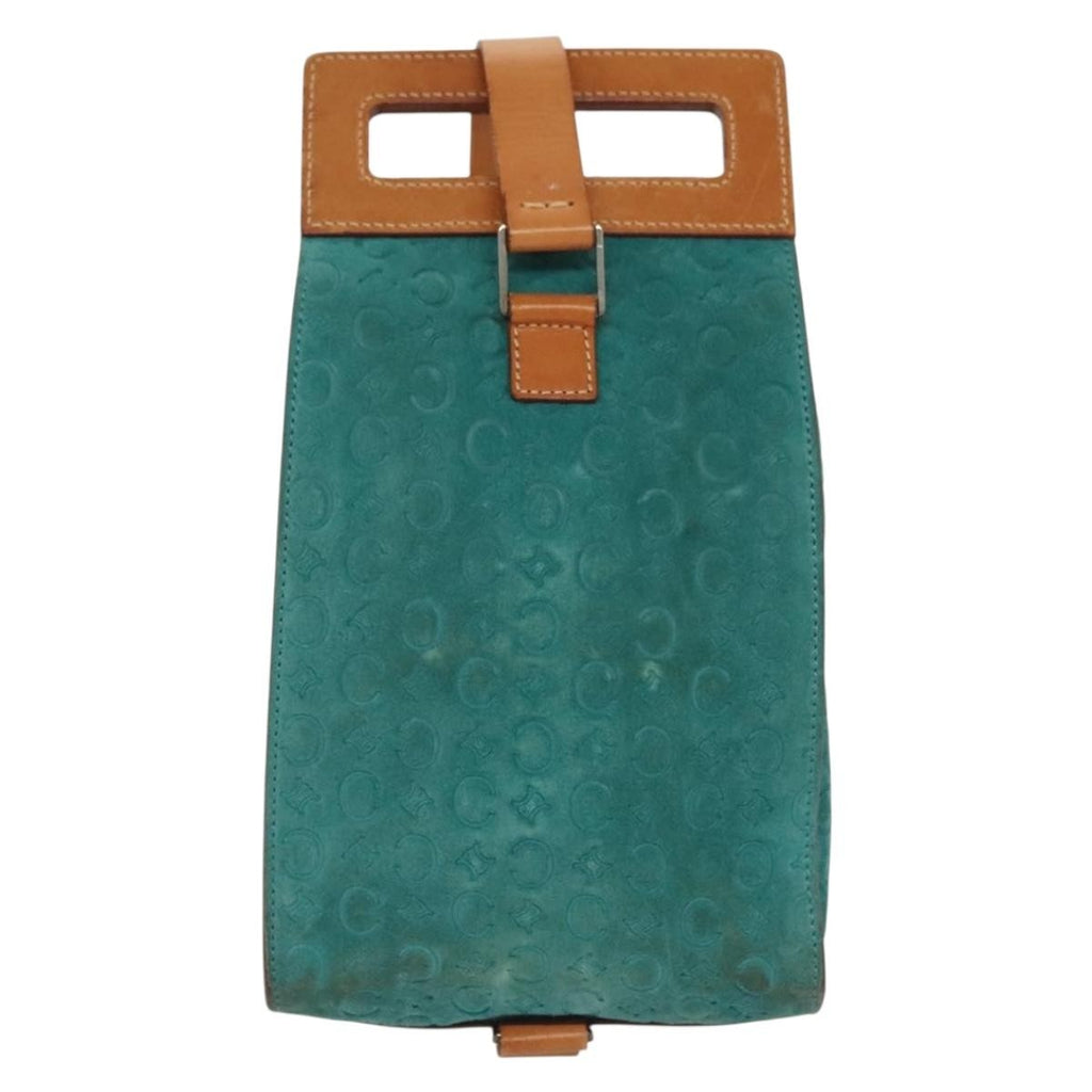 Celine Macadam Shoulder Bag Canvas Turquoise Suede Bag