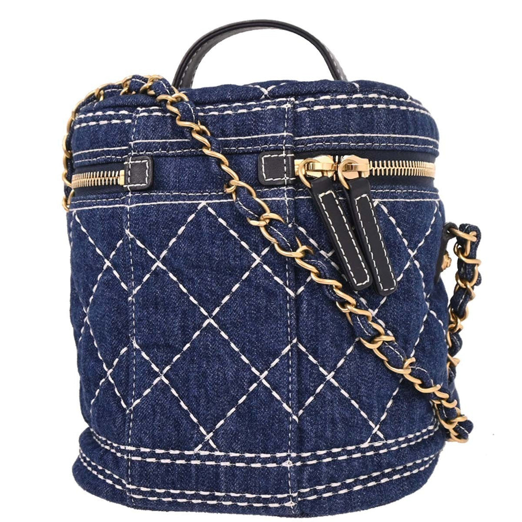 Chanel Vanity Case Quilted Denim Blue Denim_Jeans Handbag