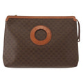 Celine Circle Logo Macadam Pouch Canvas And Leather Brown Canvas Clutche & Pouche Bag