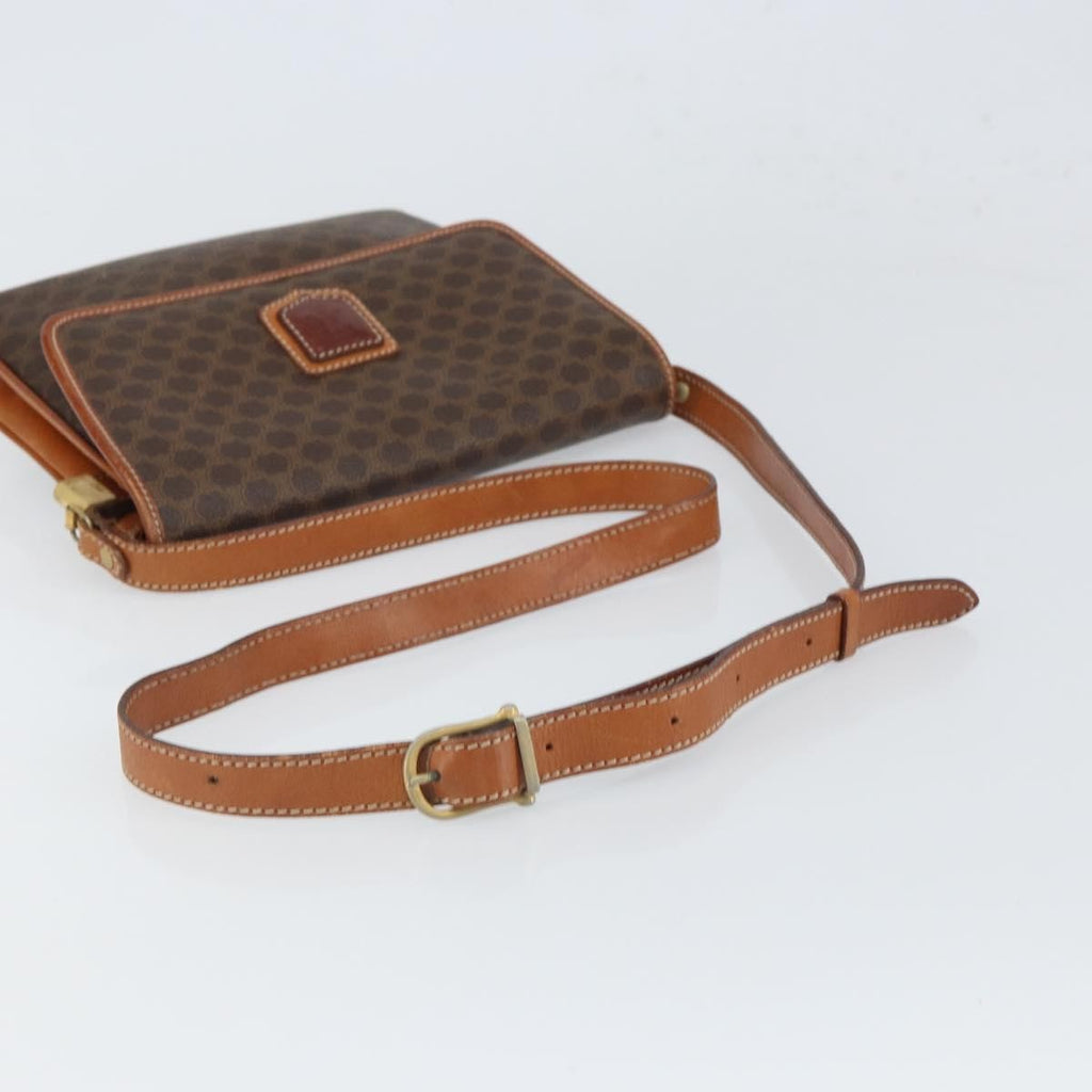 Celine Vintage Macadam Shoulder Bag Canvas And Leather Brown Canvas Shoulder Bag Bag